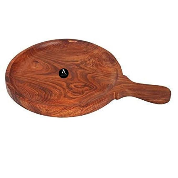A Z Collection Wooden Round Pizza Bat with Handle/Bat/Board