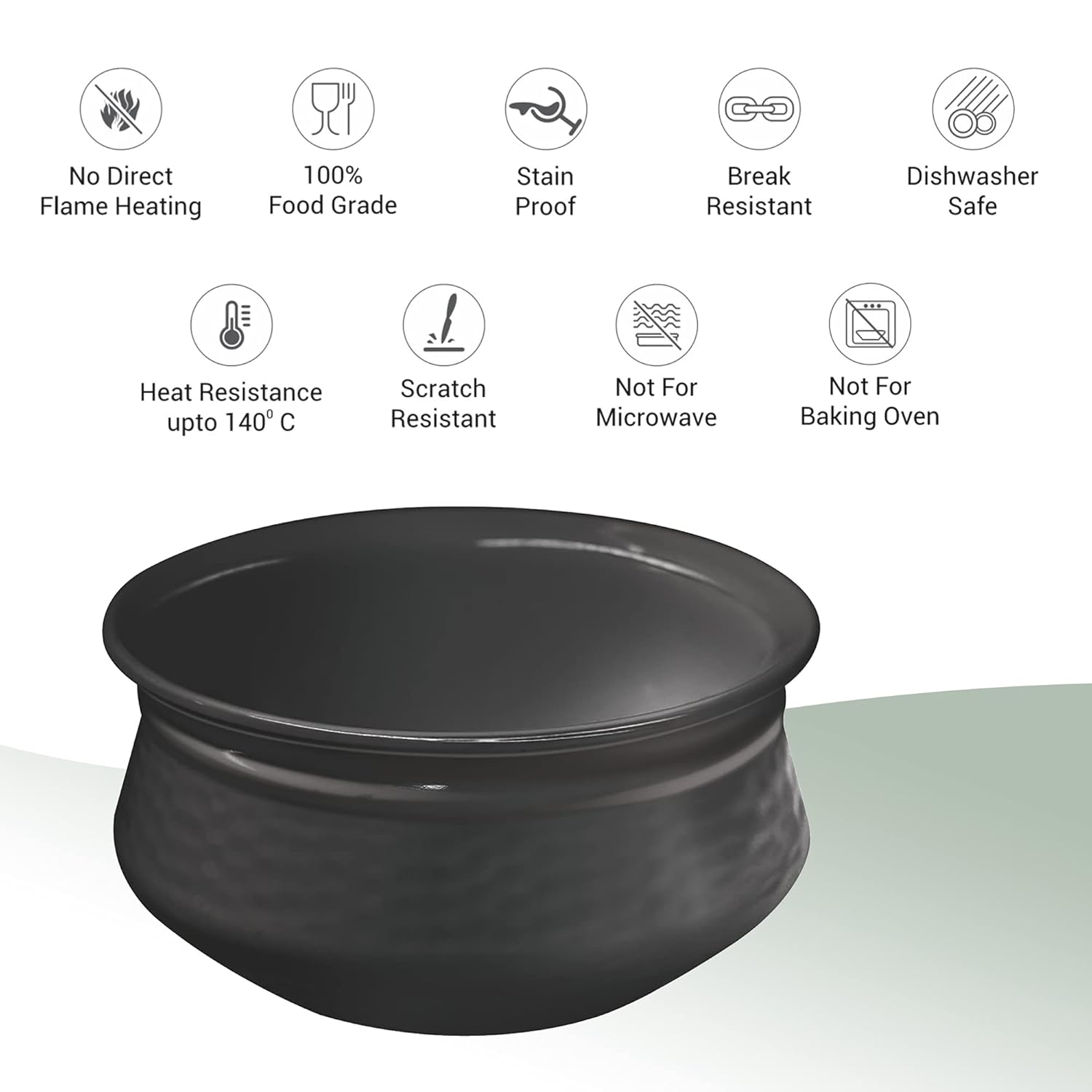 MILTON Melamine Handi, 1100 ml, Black