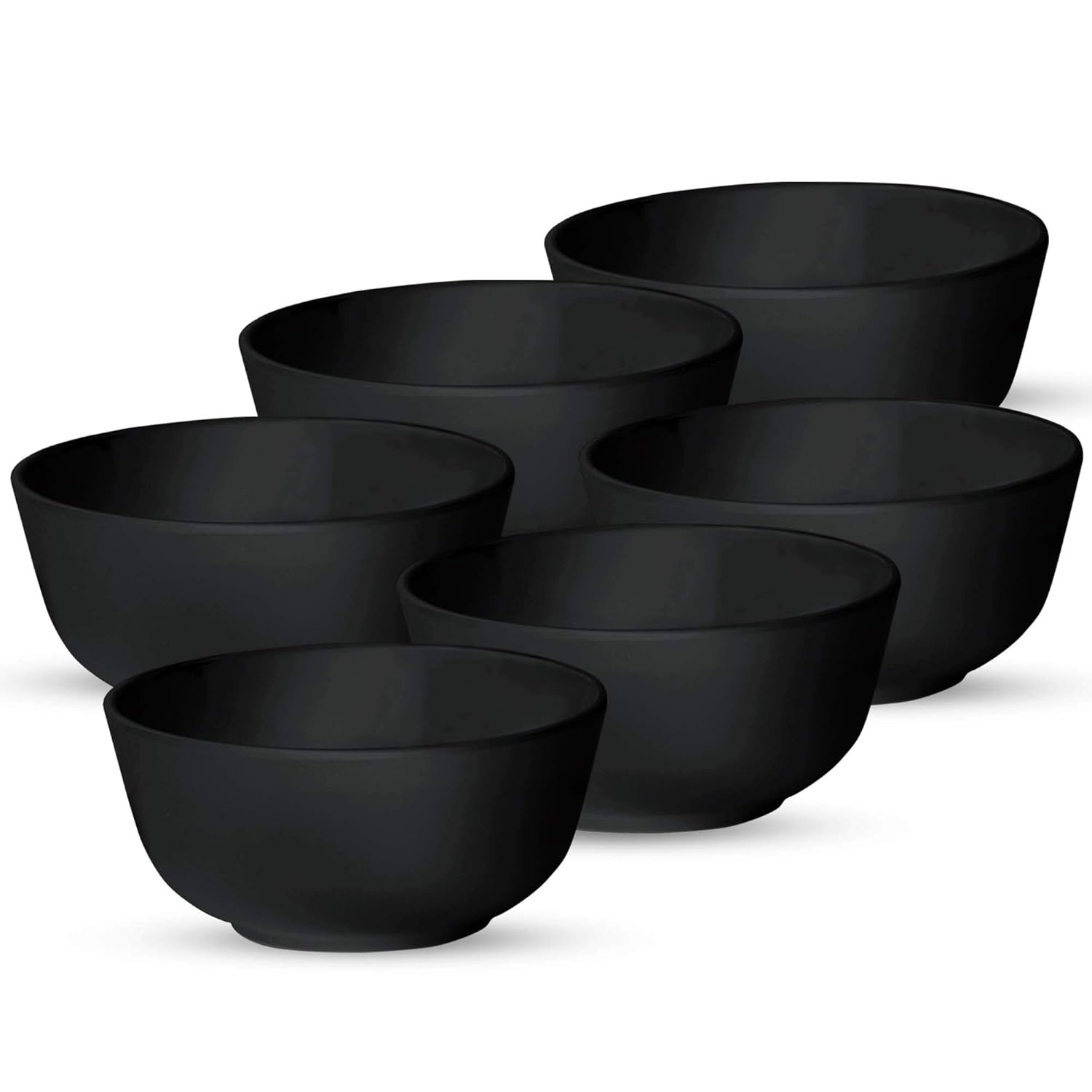 MILTON Lissome Veg Soup Melamine Bowl Set of 6, 340 ml, Black (4.5")