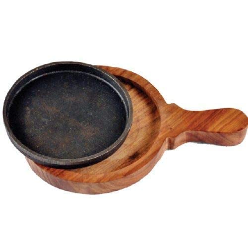 Anaya Afroz Iron Sizzler Plate with Wooden Handle Plate