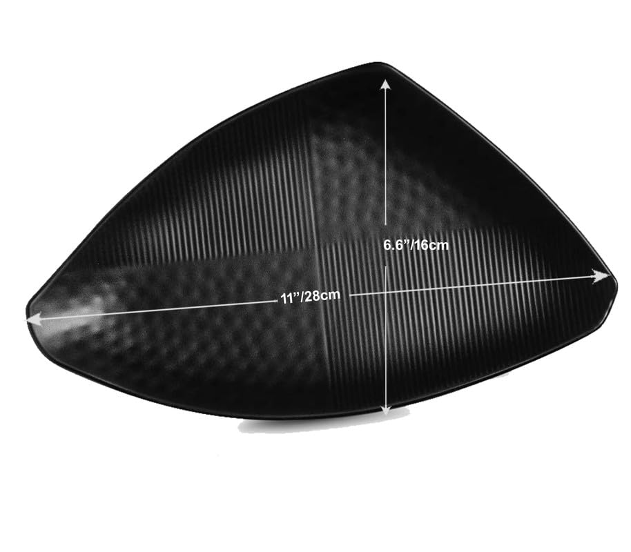 Hospitality Matt Black Melamine Melamine Platter Unique Food Restaurant Luxury Triangular Plate (Pack of 2Pc)