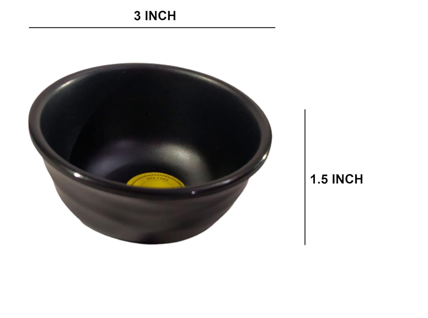 Melamine Small Serving Sweet Chat Bowl/Dip Sauce,Chutney,Pickle/Desert Katori/Vati Set of 12,Matte,Black,100 ml