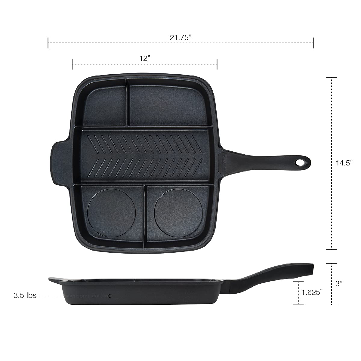 Master Pan Non-Stick Divided Grill/Fry/Oven Meal Skillet