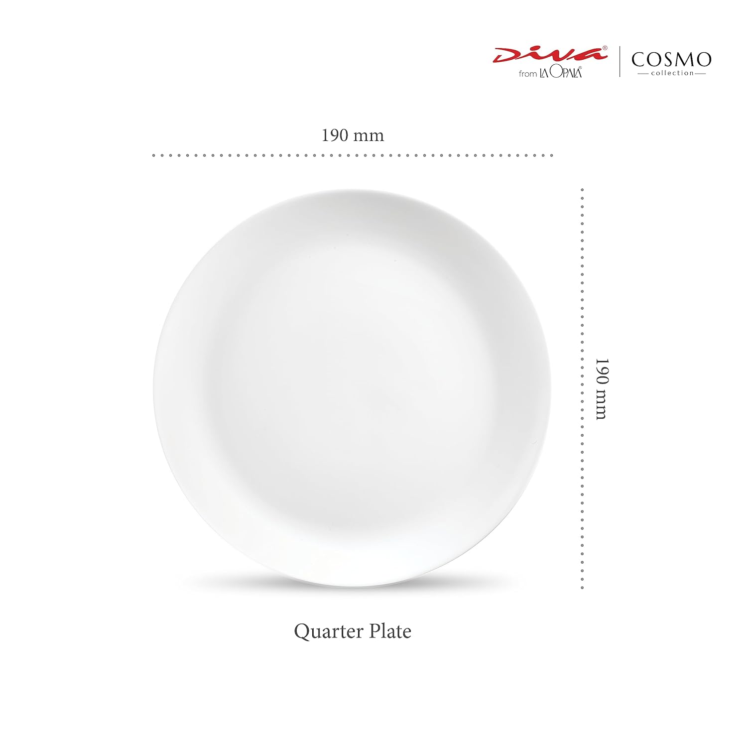 Opal Glass Quarter Plate Set 6 pcs, Plainware, White