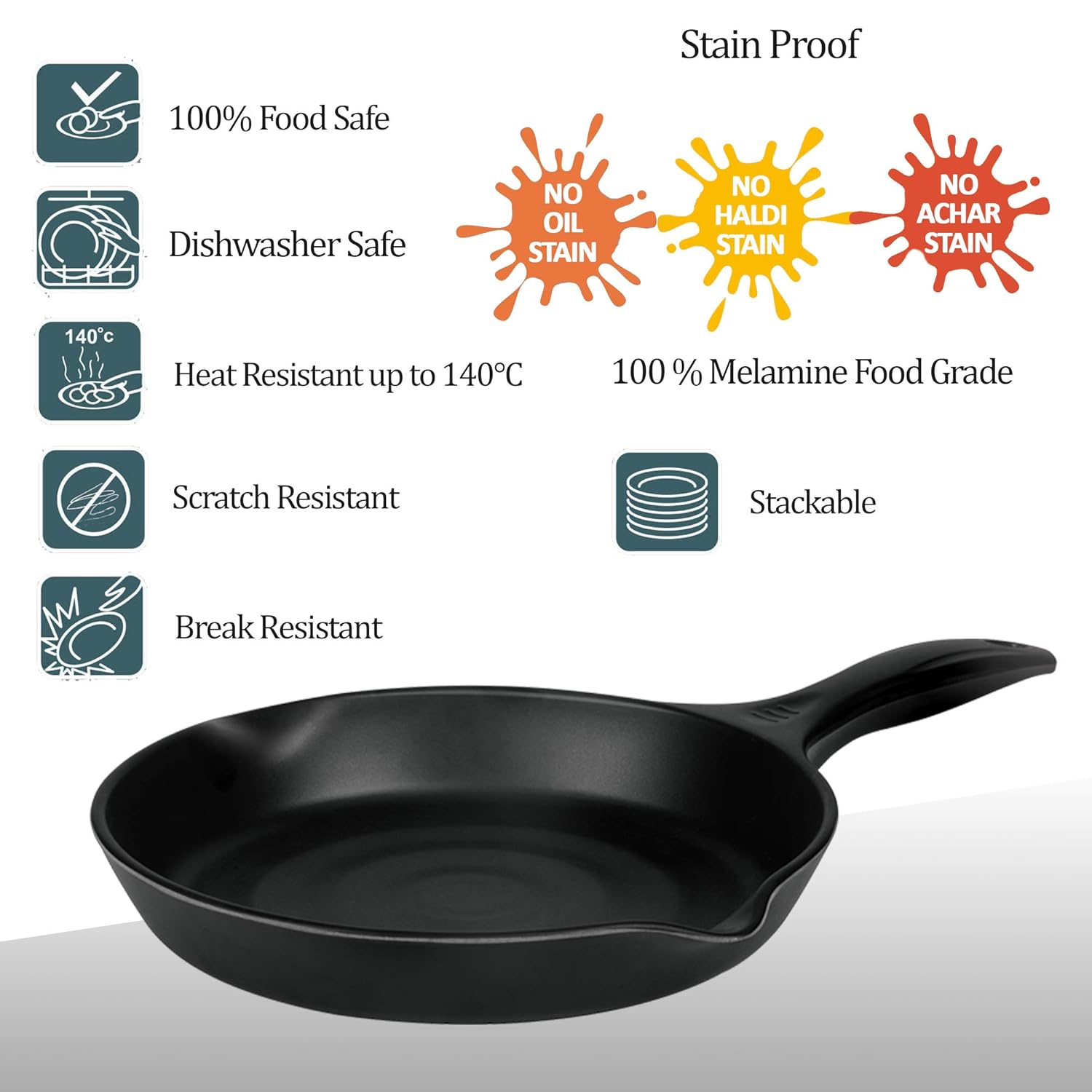 Milton Melamine Sauce Pan, 1 Piece, 24.7 cm, Black