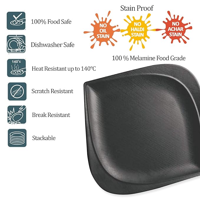 MILTON Trinity Melamine Dinner Plate, 1 Piece, Black (11")