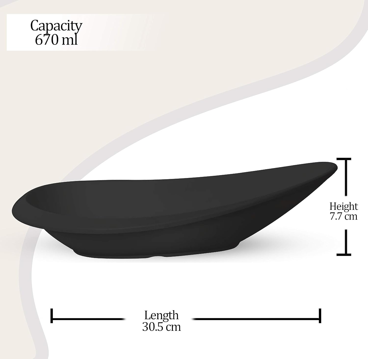 MILTON Cruise Melamine Bowl, Black, 670 ml, 12"
