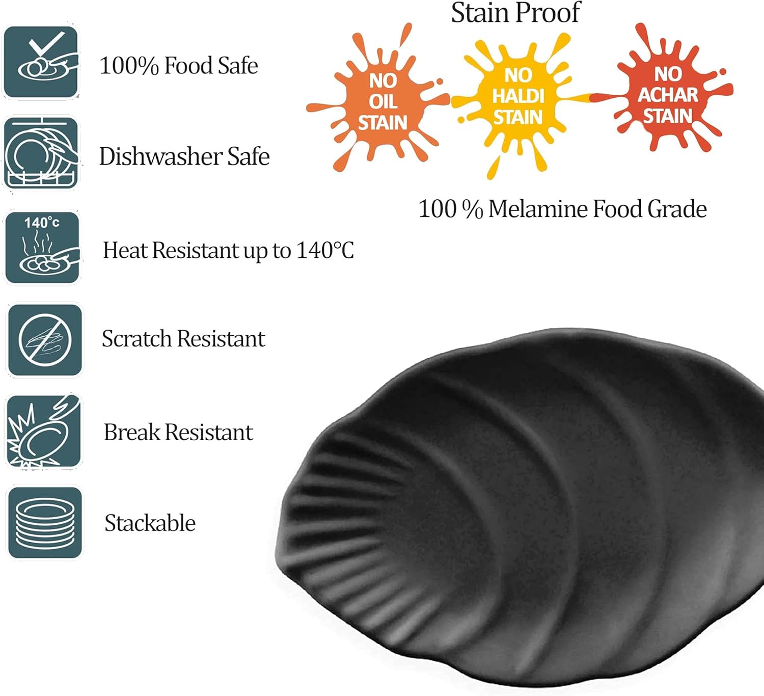 Shell Melamine Platter, Black