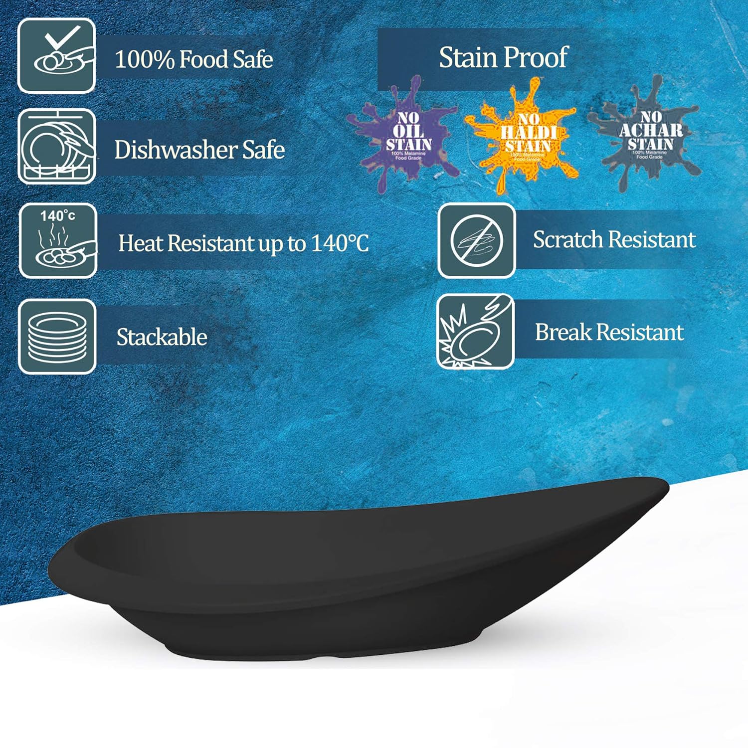 MILTON Cruise Melamine Bowl, Black, 670 ml, 12"